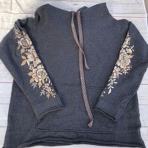 Johnny Was Olenna Pullover Hooded Top Embroidered
